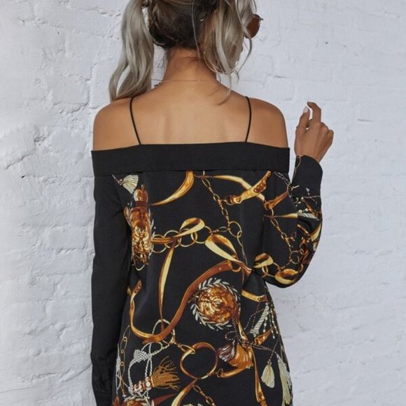 READY 2 SHIP Sexy cold should Button Down Blouse - Picture 6 of 6